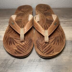 Reef Women's 9 / 40 Drift Away LE Brown Leather Flip Flops Sandals